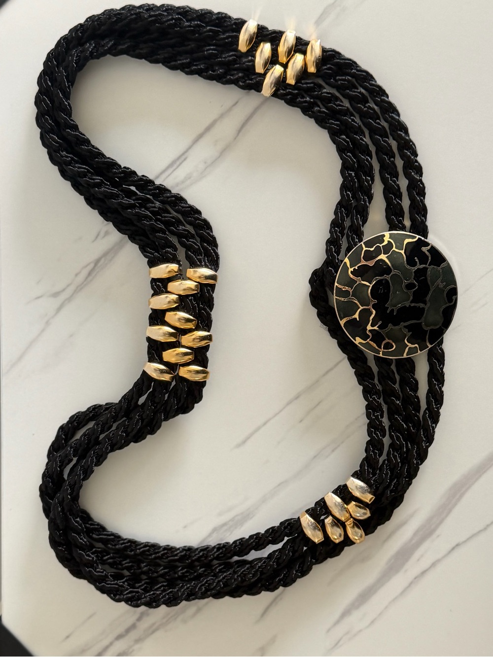 Vintage Black and Gold Rope Belt
